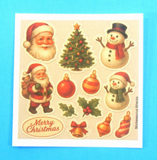 Christmas Mini Sticker Sheet Style 3 Snowmen Santas Ornaments Bell Tree Holly
