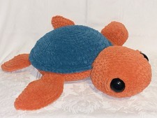 Crochet Turtle Blue Orange 19  Super Soft Large Stuffed Sea Life Tortoise Plush