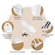 72" L Adjustable Tattoo Chair, Massage Table Chair Bed Facial Shop with Stool