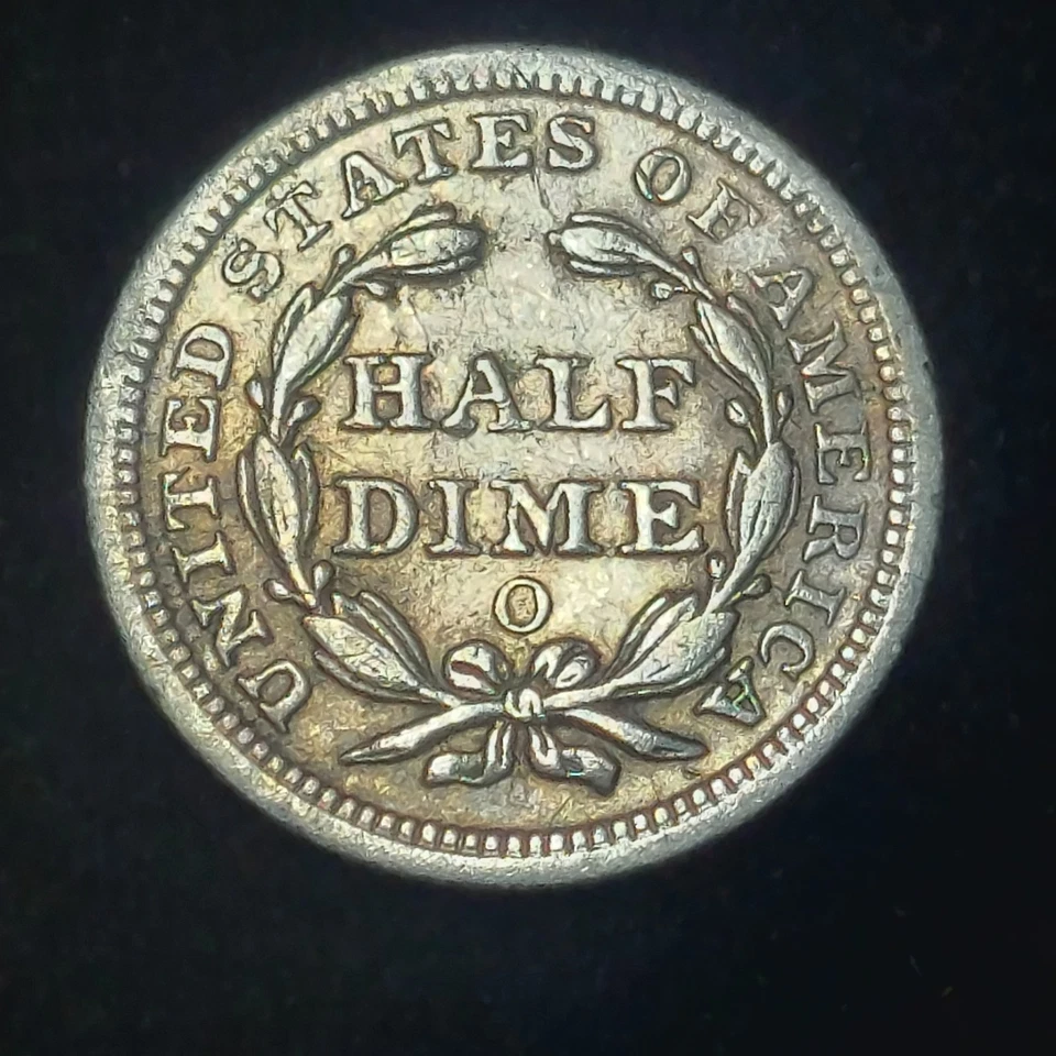 Media moneda de diez centavos de plata libertad sentada 1859-O ~ 560.000 acuñada ~ XF DETALLES  Foto 2 de 2