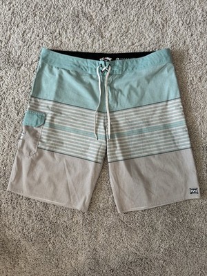 Billabong Recycler All Day Pro Board Shorts Striped Light Blue Beige Size 36