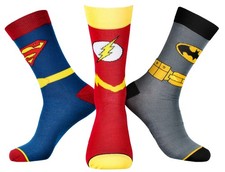 DC Comics Justice League Superman The Flash Batman Socks Men's 3 Pack Crew Socks
