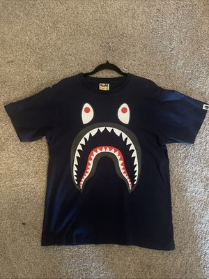 BAPE Shark Tee Navy PONR Size M 100% Authentic
