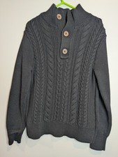 Gap Kids Boys Size S 6-7 Cable Knit Black Sweater 100 Cotton