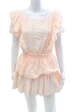 Love Shack Fancy Women Blouson Mini Dress Pink Cotton Short Sleeve Size S