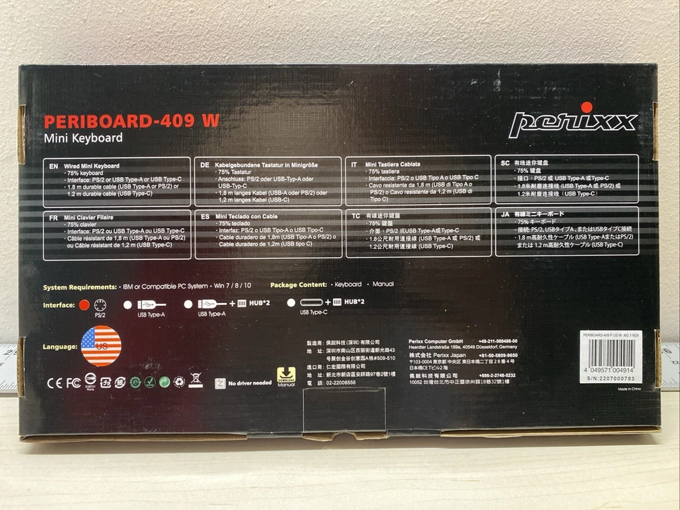 PERIBOARD-409PW Wired PS2 Mini Keyboard by Perixx - 12.36x5.75x0.79 inches WHITE - Image 3 of 4