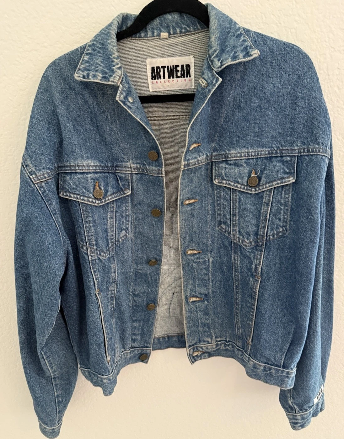 Vintage 90s Markus Pierson No Ordinary Coyote Denim Jacket Artwear USA Size M - product detail image 3