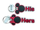 Disney Mickey & Minnie Mouse Icon His & Hers Keychains Set Disney Car Accessory