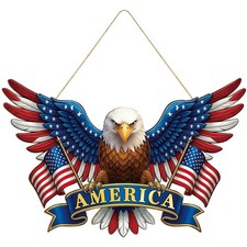 Wooden 4th of July Decoration Door Wreath for Front Door Sign America Eagle Wall