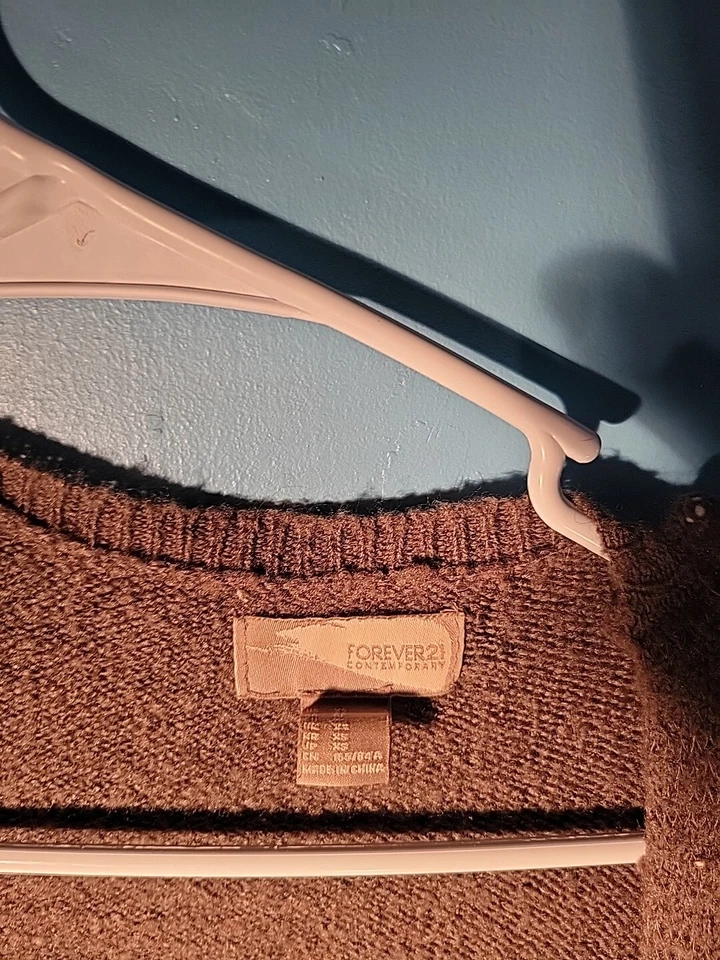 Cárdigan gris extra largo de lana Forever 21 contemporáneo para mujer con bolsillos talla XS Foto 2 de 3