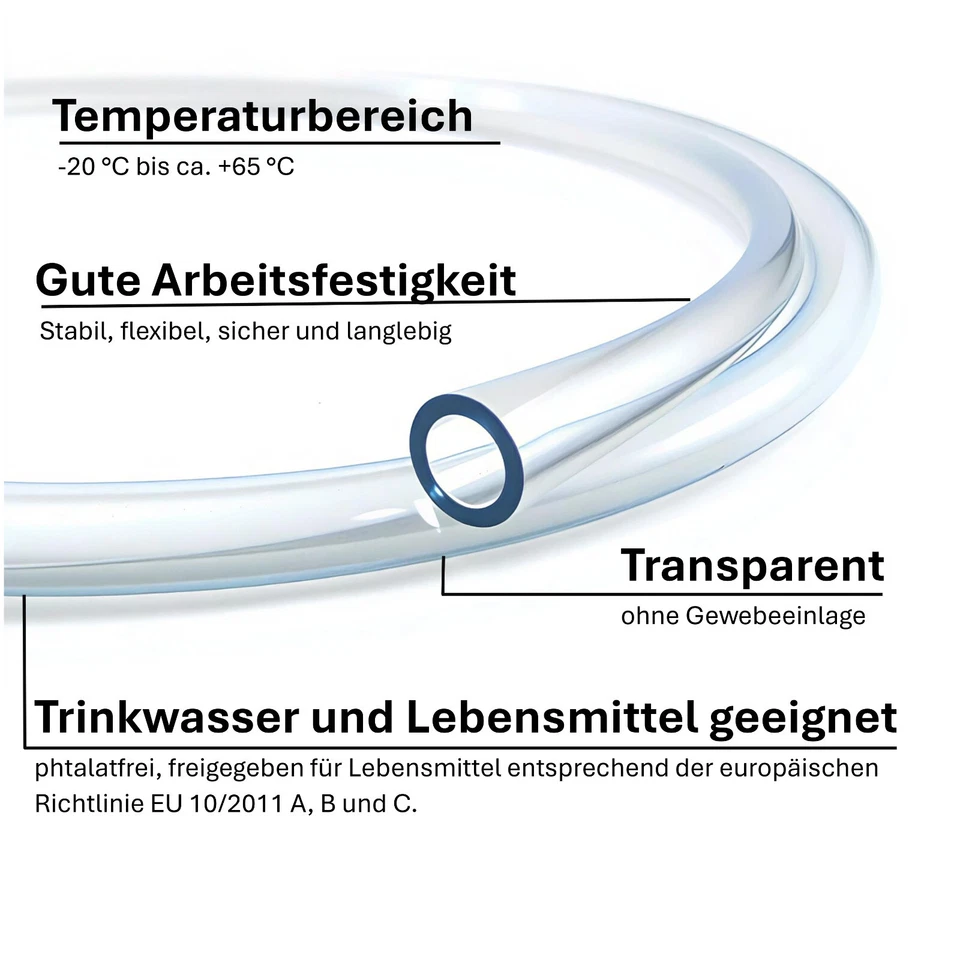 PVC-Schlauch Aquariumschlauch Luft - Wasserschlauch transparent klar Ø 2 - 34 mm - Bild 2 von 4
