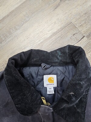 Carhartt C26 BLK トラディショナルコート BLACK 企業ロゴ Carhartt C26 BLK Black Arctic Quilt Lined Sandstone Traditional