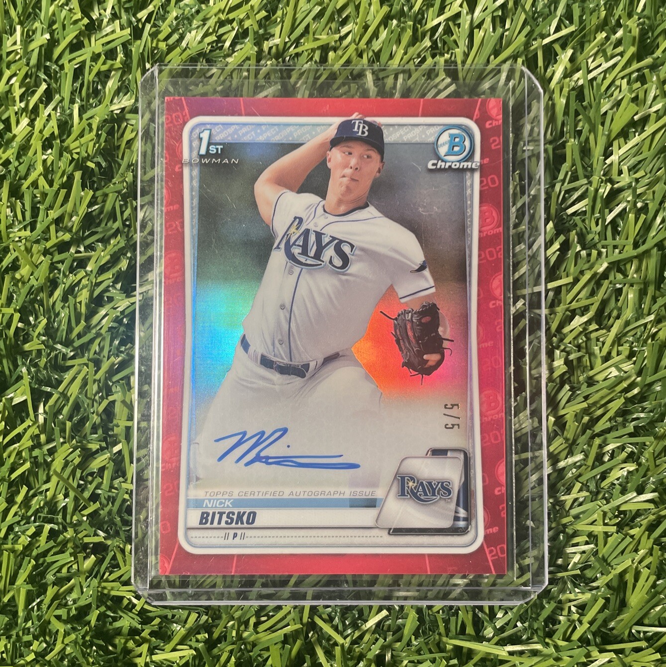 2020 Bowman Chrome Draft Nick Bitsko Autograph Auto 5/5 RED Refractor #CDA-NB