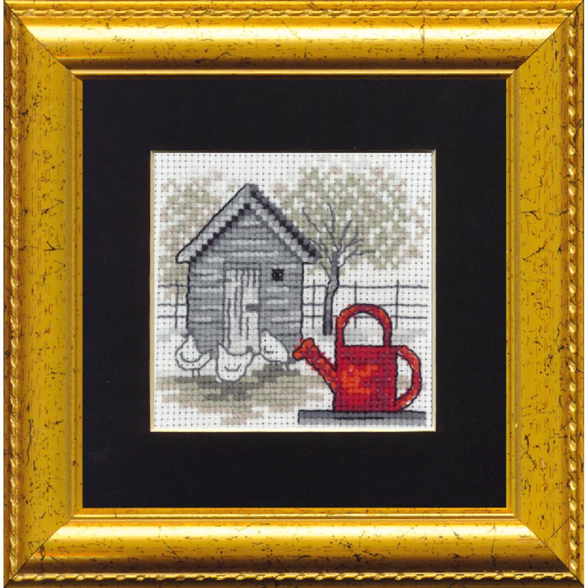 Permin counted cross stitch kit ""Watering can"", 11x11cm, DIY, 14-8414