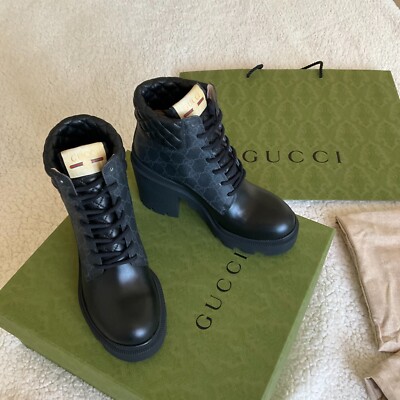 Gucci GG Supreme Canvas & Leather Bootie Women IT37 US7