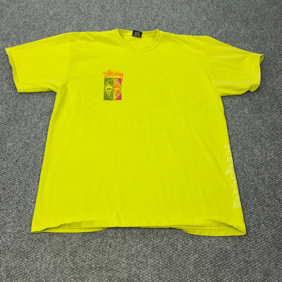 Stussy Masks Tee Shirt Mens XL Yellow Pigment Dyed Short Stussy Masks Tee Shirt Mens XL Yellow Pigment Dyed Short
