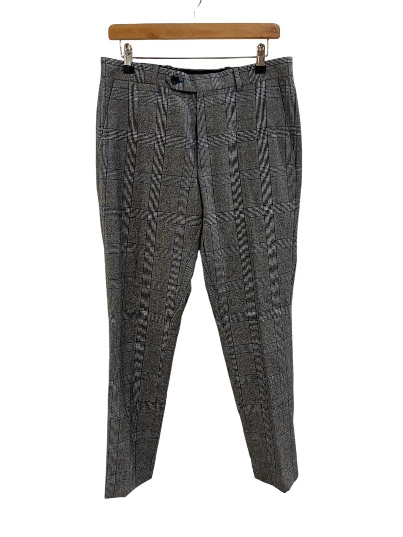 Clements&Church Men's Suit 2 Piece Grey Checked Wedding Formal Office