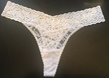Vtg Steve S/M Sheer White Lace Thong String Bikini Panties