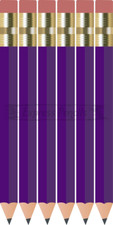 48 Violet purple Mini short Half golf Hexagon 2 pencils Eraser ExpressPencilsTM