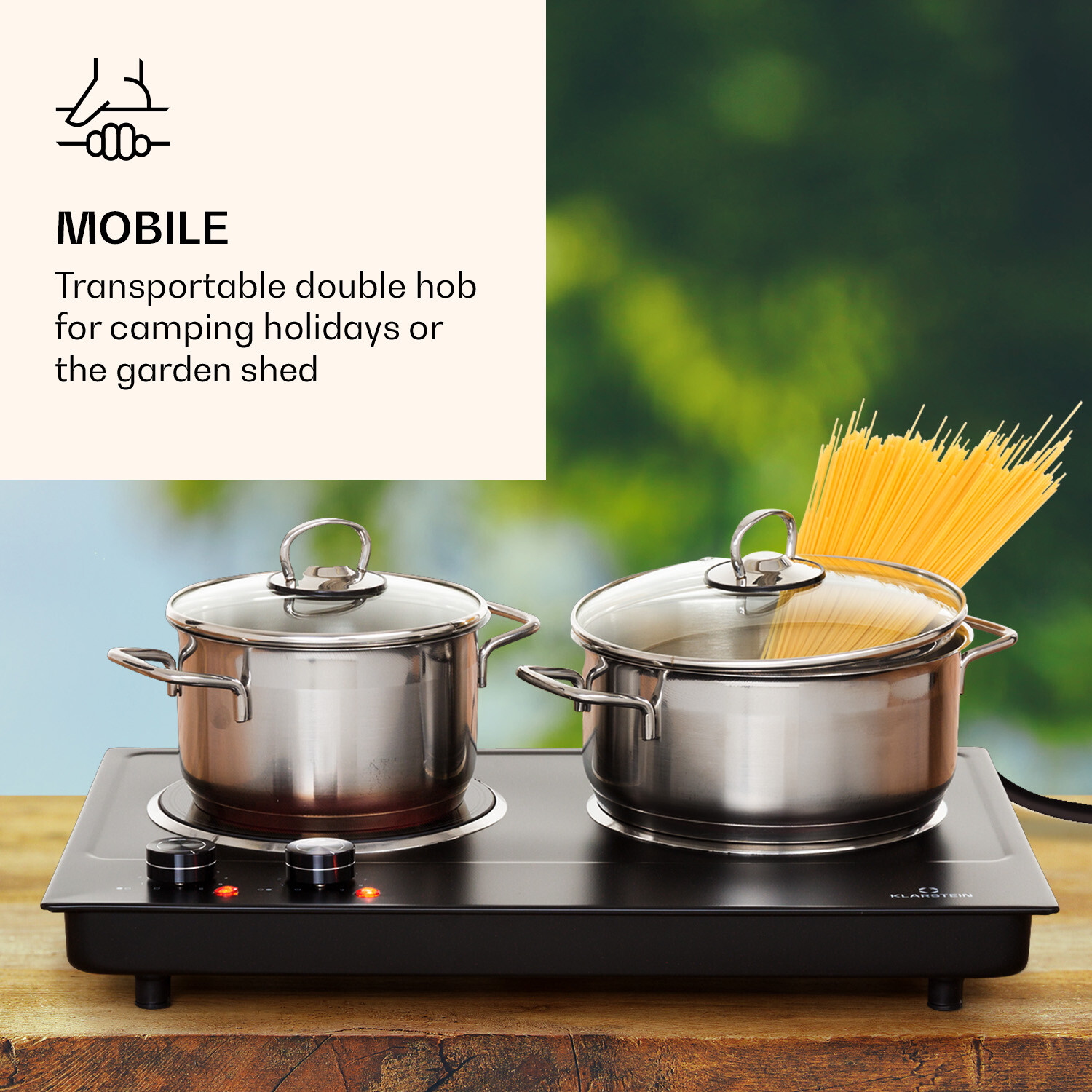 Cooking Hob 50cm 2 Burner Camping Stove Hot Plate Electric Cooker