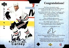 1995-96 Be A Player Autographs Die Cut #S9 Keith Carney - NM-MT