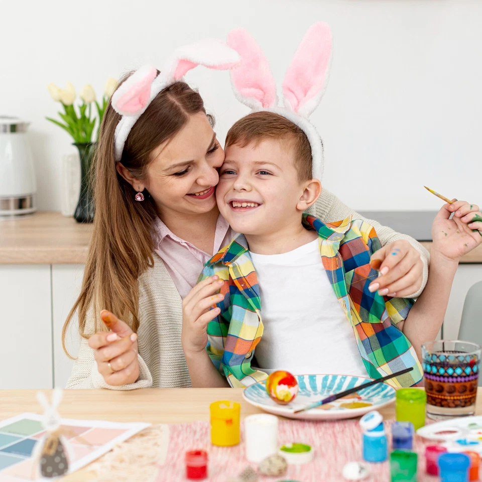 Diadema con orejas de conejo de Pascua para adultos y niños, aro de pelo de conejo de felpa disfraces Foto 4 de 4