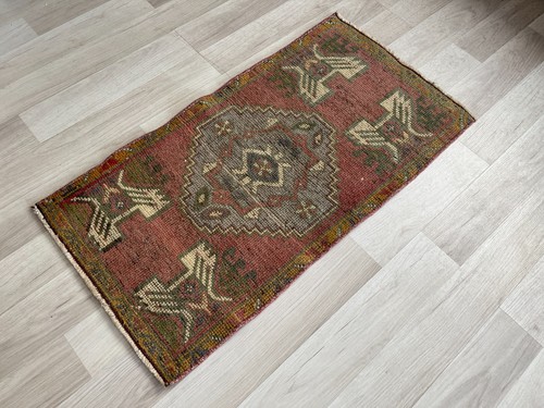 Türkischer Teppich, Vintage Teppich, Fußmatte Teppich, Boho Deko, Handarbeit Teppich, Teppich 1,5 x 2,9 ft