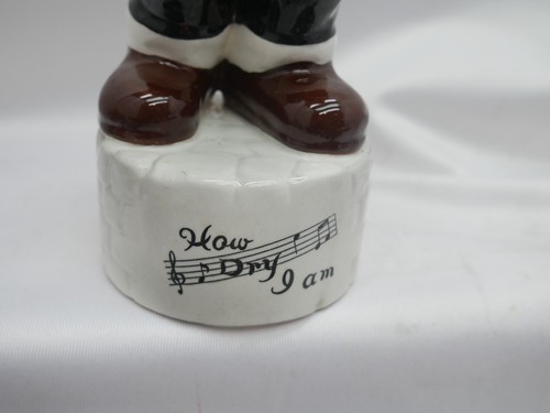 Vintage Porcelain Music Box Liquor Decanter "How Dry I Am" Hobo Bum Crook 12 in - Picture 4 of 8