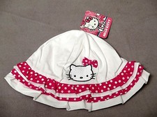 HELLO KITTY by Sanrio Toddler White Ruffle/Polka Dot Sun Hat One Size SUPER CUTE