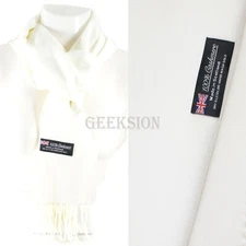 Winter Unisex 100% Cashmere Plaid Scotland Made Solid Striped Scarves Wool Scarf