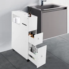 Bathroom Floor Cabinet Space Saver Storage Organizer with 2 Drawer Lightweight