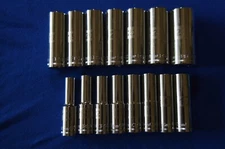 Craftsman 15 pc Laser Etch Metric 1/2" 12pt Deep Sockets 10-22,24,27 mm 471