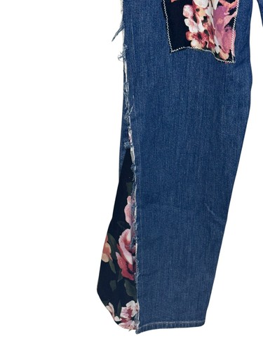 L.L. Bean Women's Jeans Natural Fit Floral Patchwork Flare Leg Hi-Rise Denim 10 - Picture 7 of 9