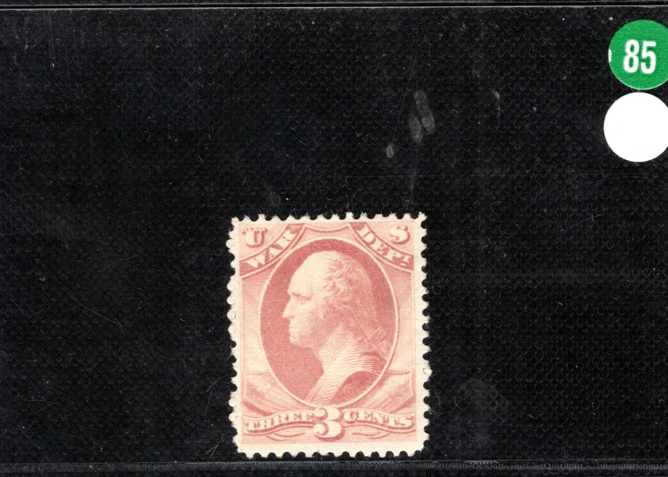 USA Official Stamp Scott.O85 3c Rose *WAR DEPT* (1873) Mint MNG Cat $90 GREEN85 - Image 2 of 4