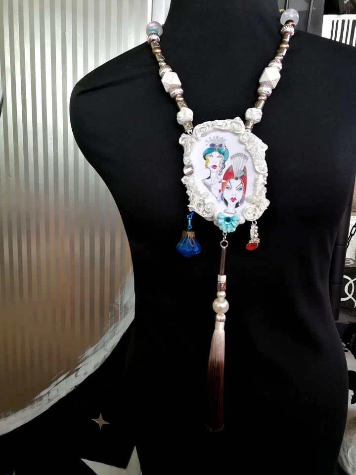 Art Deco Nuevo Diseño Libertad Lujo Collar Joyería Colgante Grueso Brutalista Foto 4 de 4