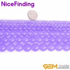 Light Purple Jade Round Gemstone Beads For Jewelry Making Loose Beaded DIY 15"