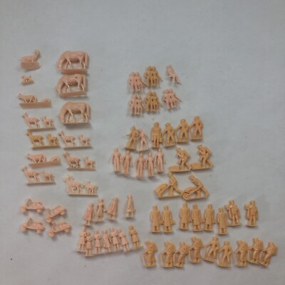 HO Scale HERKA People Animals Plain Unpainted (Paint as desired) 66pc NOS