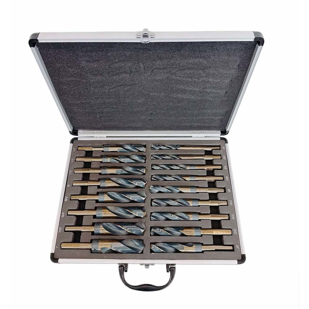 17 Pc HSS Cobalt Silver & Deming Drill Bit Set 1/2'' Reduced Shank