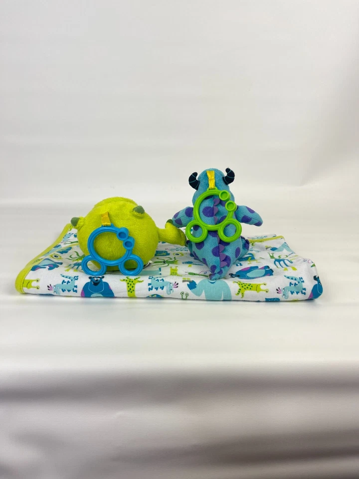 Disney Baby Monsters Inc Baby Blanket Pixar Cotton 28”x28 Sulley Mike Plush - Image 2 of 4