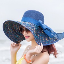 Women Summer Visor Hat Sun Wide Brim Cap Beach Uv Straw Protection Ladies Cover