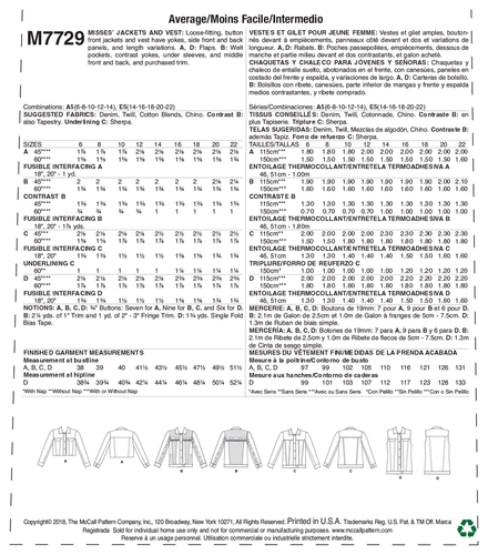 McCall’s Jacke Schnittmuster M7729 - Bild 7 von 8
