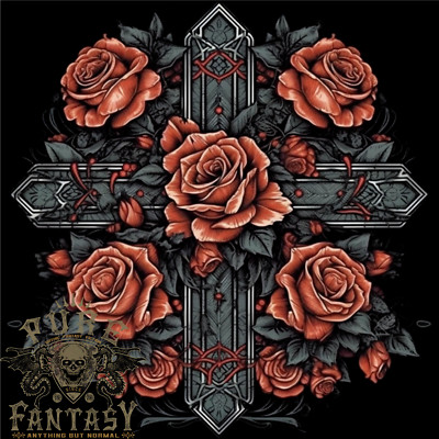A Cross With Roses Herren T-Shirt aus leichter Baumwolle