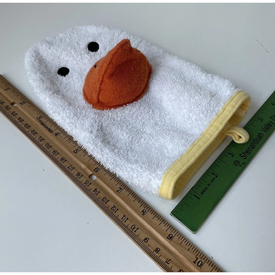 Toalha de mão infantil vintage Gymboree pato branco bico laranja 2001 - Imagem 3 de 4