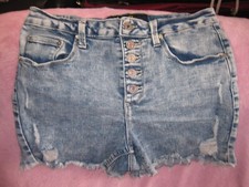 Women's Indigo Rein 9/28 Fade Blue denim/Jean Cutoff Short Shorts 5 Button