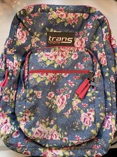 Jansport Backpack with blue and pink floral -...