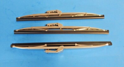 New Set of 3 Stainless Finish Wiper Blades for MGB 1969-1980 For Original Arms