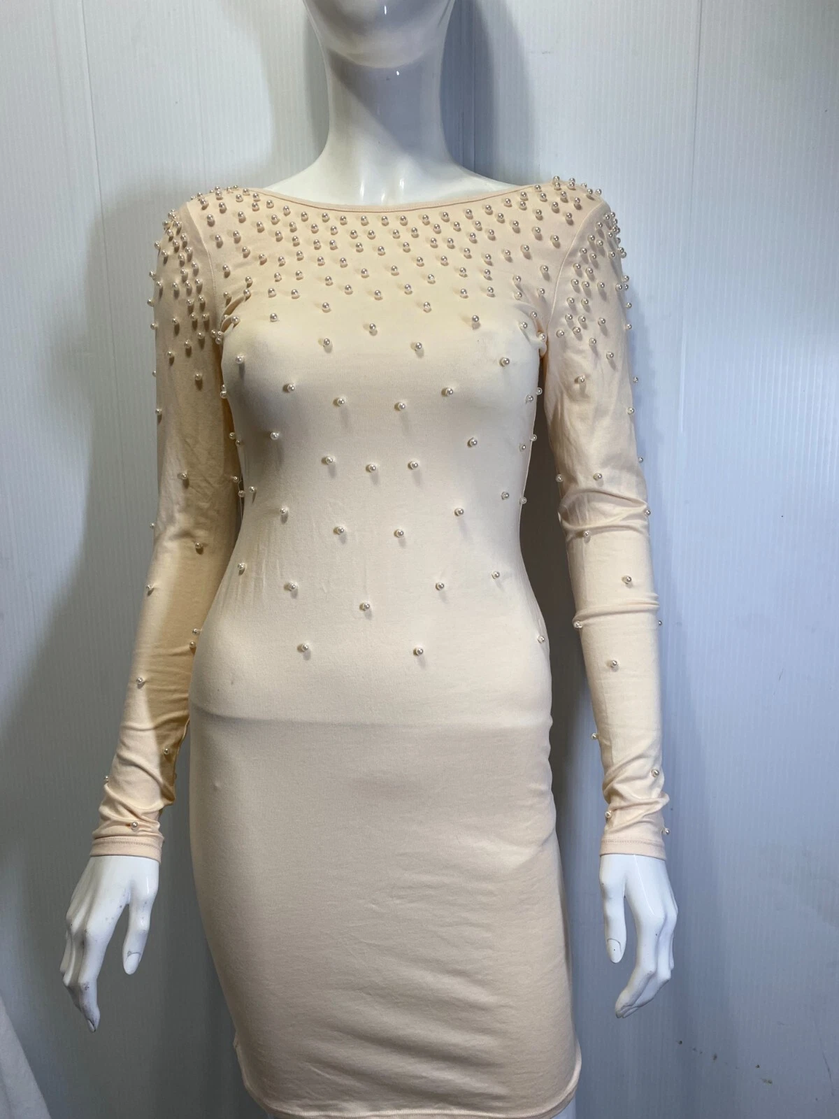 UNDERCOVER Abito in seta Victoria's Secret Moda International Perle impreziosito in crema taglia XS