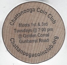 CHATTANOOGA TENNESSEE COIN CLUB, Back: Chief John Ross Coin Club, Wooden Nickel