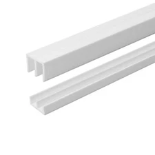 4 Ft. Long White Plastic Sliding Door Track Set for 1/4" Thick Panels Pack of...