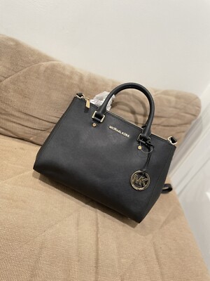 MICHAEL Michael Kors Sutton Medium Leather Satchel Black